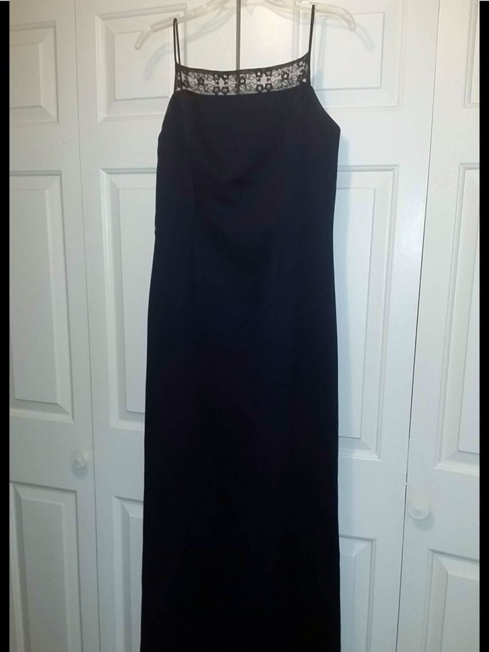 Coach Black Maxi Slip Skirt with Lace Yoke
